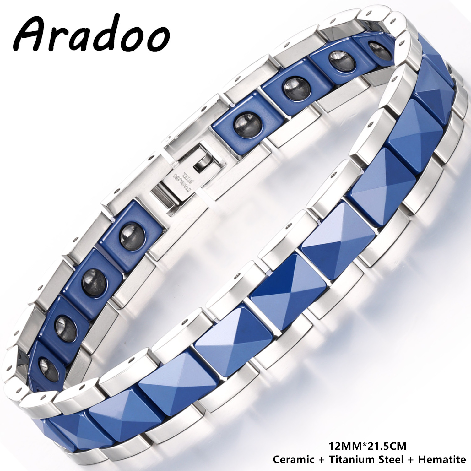 Ceramic Link Bracelet - ARADOO Gelang Baja Titanium Keramik Premium