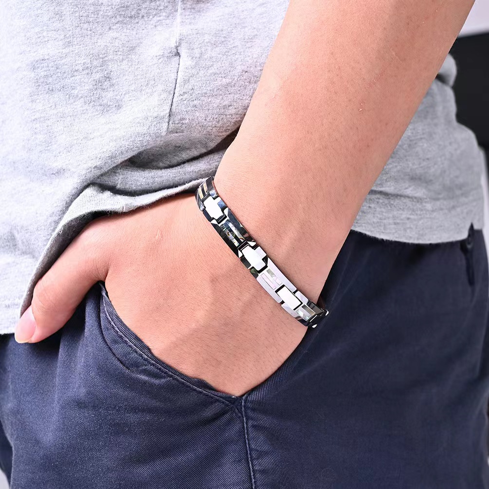 10Mm Havey Punk Hitam Keramik  - Ceramic Link Bracelet ulasan dan harga